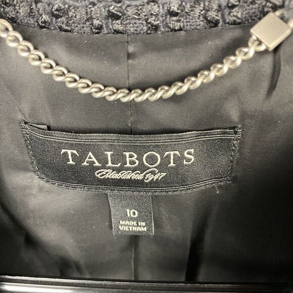 Women's Talbots Black Textured Tweed Jacket Size 10 Career Preppy Old Money - Picture 8 of 9